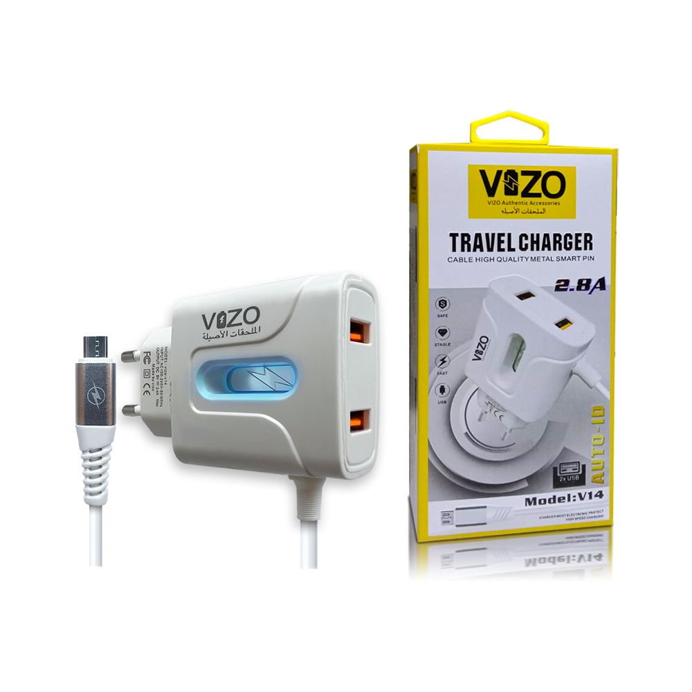 VIZO V14 Fast Charger 2.8A With Copper Connector | Android Mobile Phone Charging