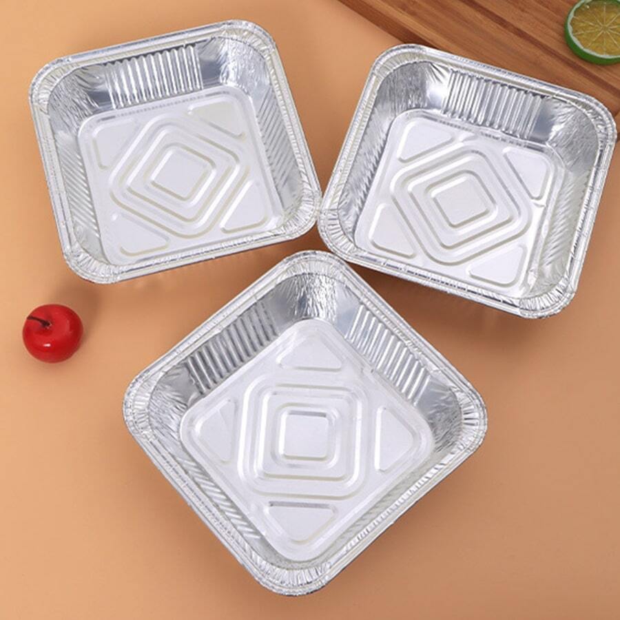 Square Aluminum Foil Food Container | Disposable Aluminium Food Plate Bowl