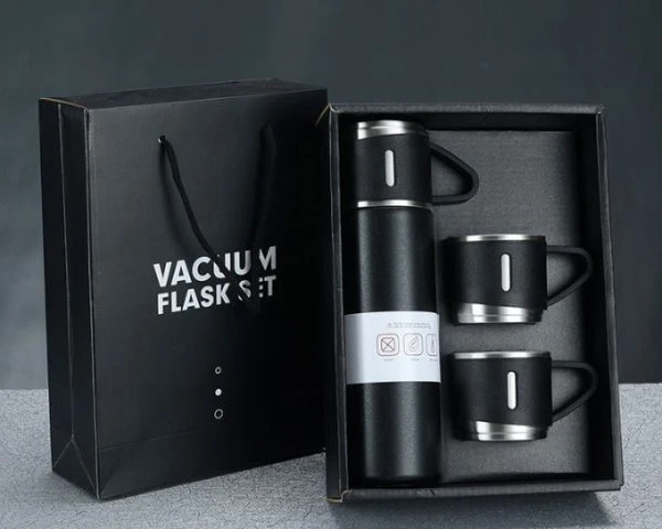 STAINLESS STEEL VACUUM FLASK SET, 500ML WITH 2CUPS (random color)