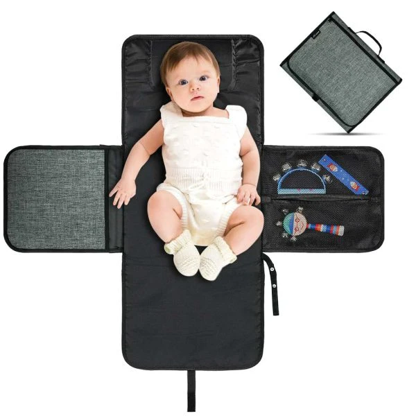 Baby Diaper Changing Mat 2 Pockets For Wipes And Pampers Waterproof Foldable Was