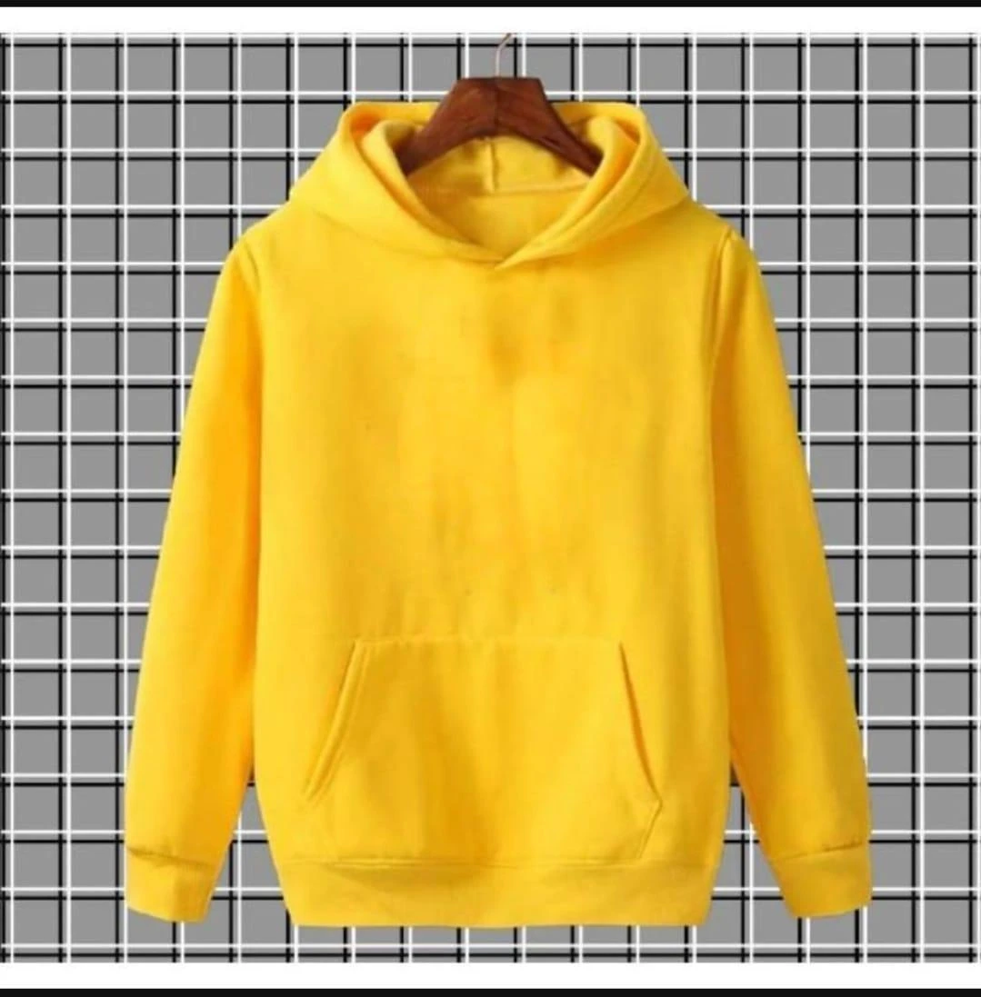 Men's Hooded Fleece Hoodie - 1 Pc - Plain Yellow