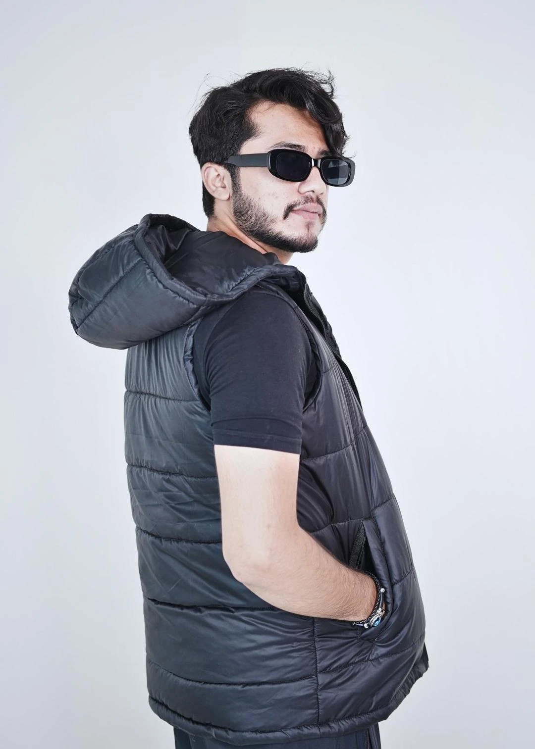 Men's Black Parachute Sleeveless Jacket - 1 Pc Comfort and Style