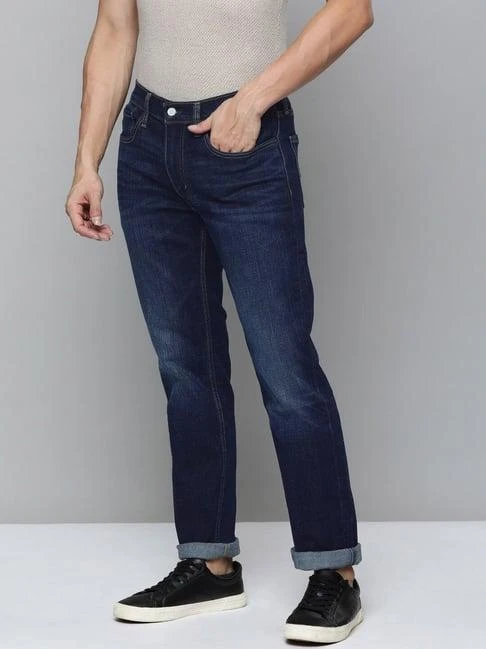 Men's Plain Denim Jeans - Classic Blue Style, Perfect Fit