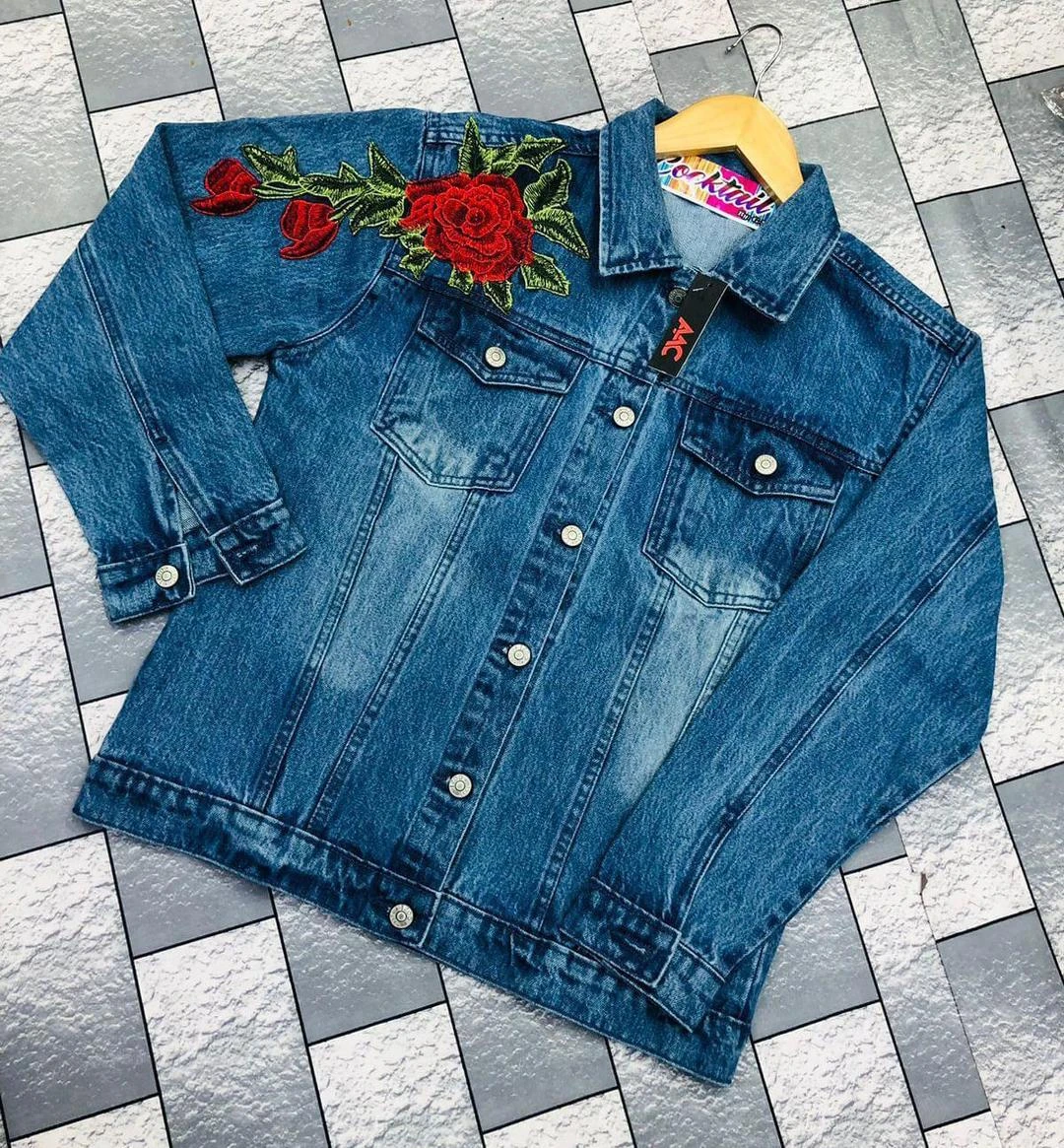 Stylish Women's Denim Jacket - Embroidered - 1 Pc - Perfect for Any Occasion