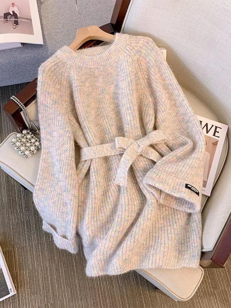 1 Pc Women's Long Waist Pullover Sweater - Round Neck Top