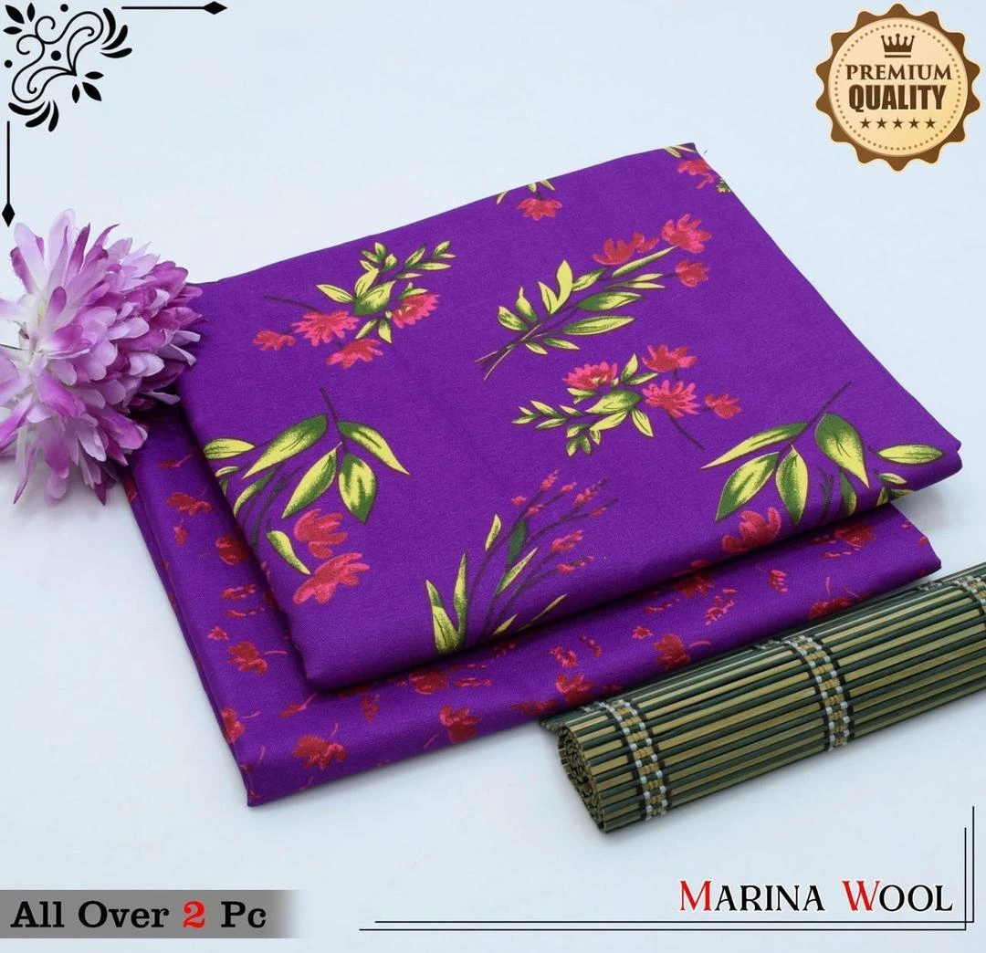 Stunning Purple Printed Marina Wool Suit - 2 Pcs