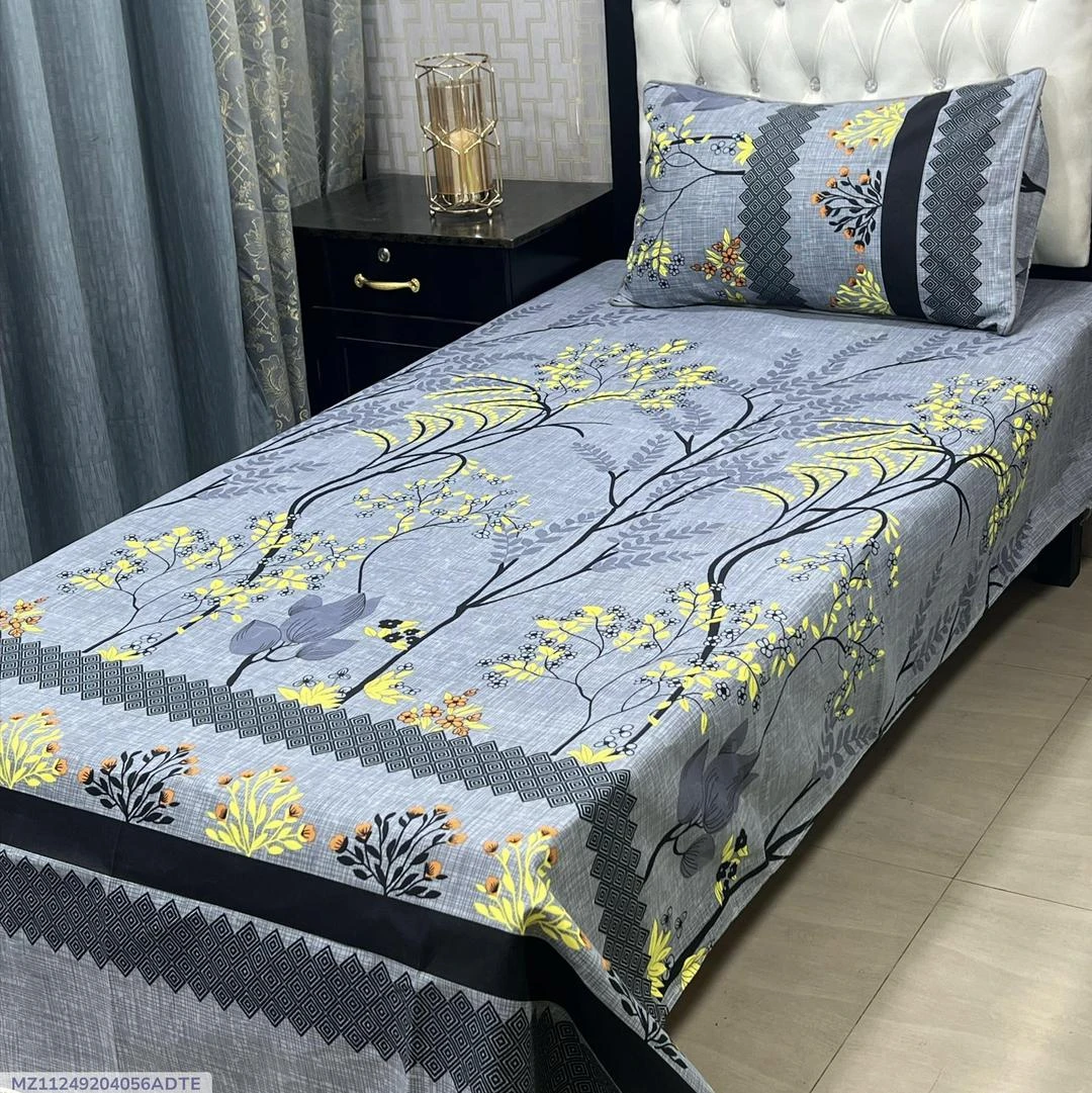 2 Pcs Crystal Cotton Printed Single Bedsheet