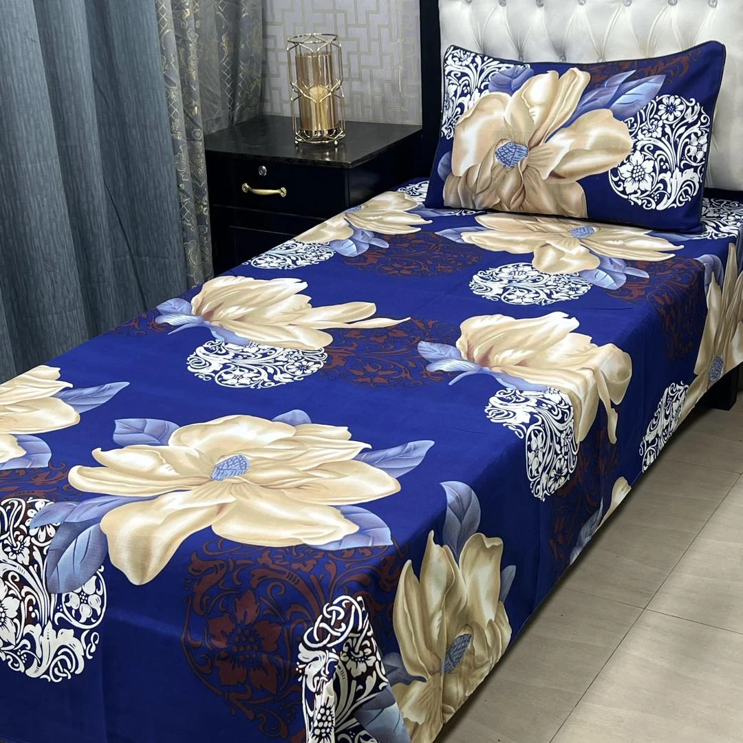 2 Pcs Crystal Cotton Printed Single Bedsheet