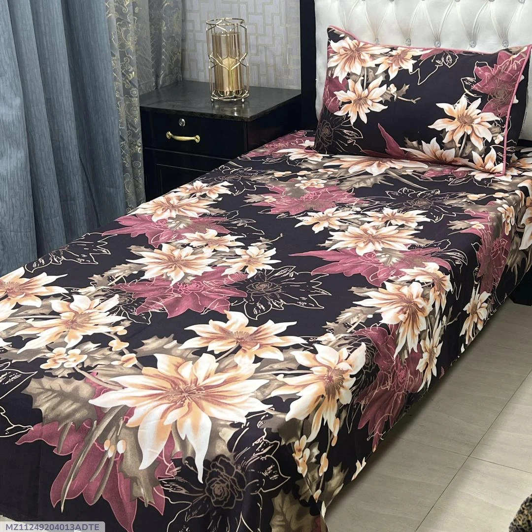 2 Pcs Crystal Cotton Printed Single Bedsheet