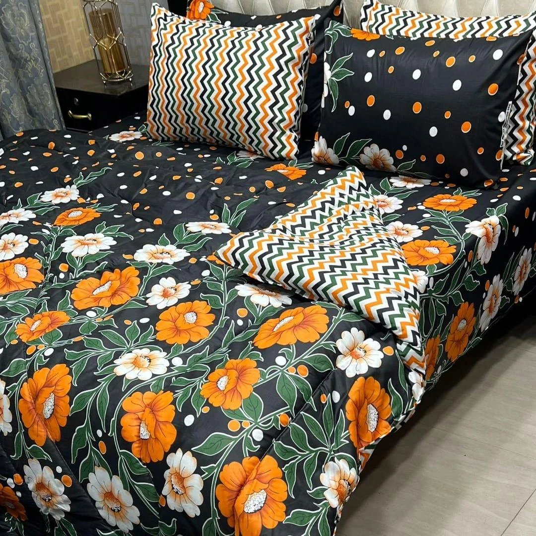 Luxurious Salonica Printed Razai Set - 5 Pcs for Double Bed