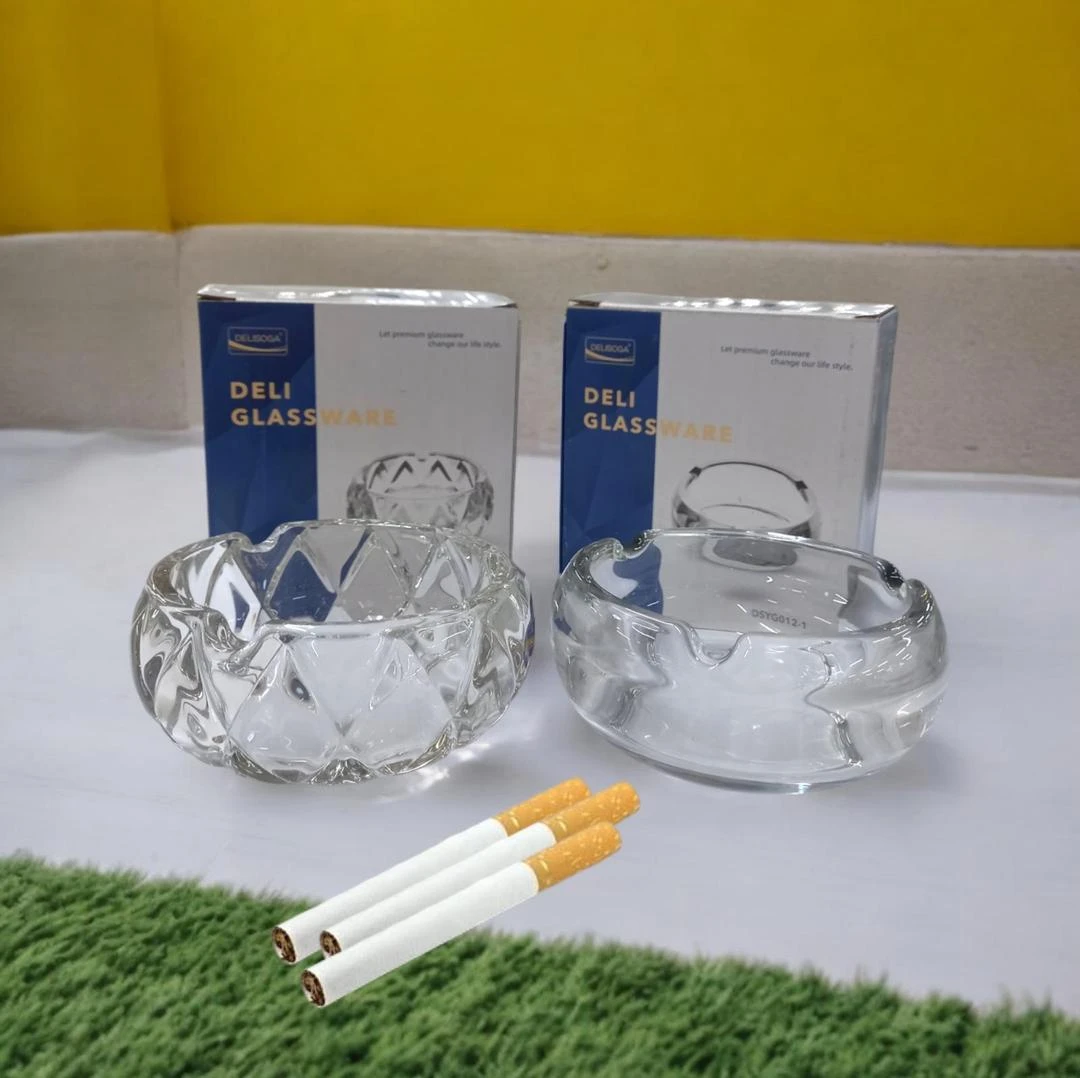 Durable Self Extinguishing Ashtray - Easy to Clean, 2-Piece Transparent White Se