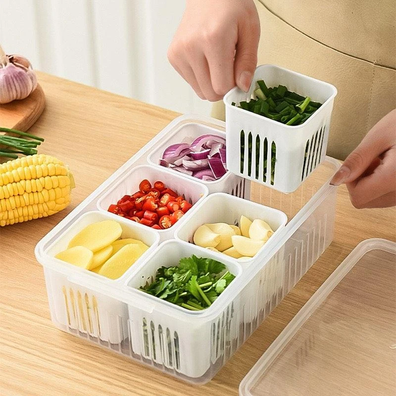 6-Grid Refrigerator Drain Storage Box