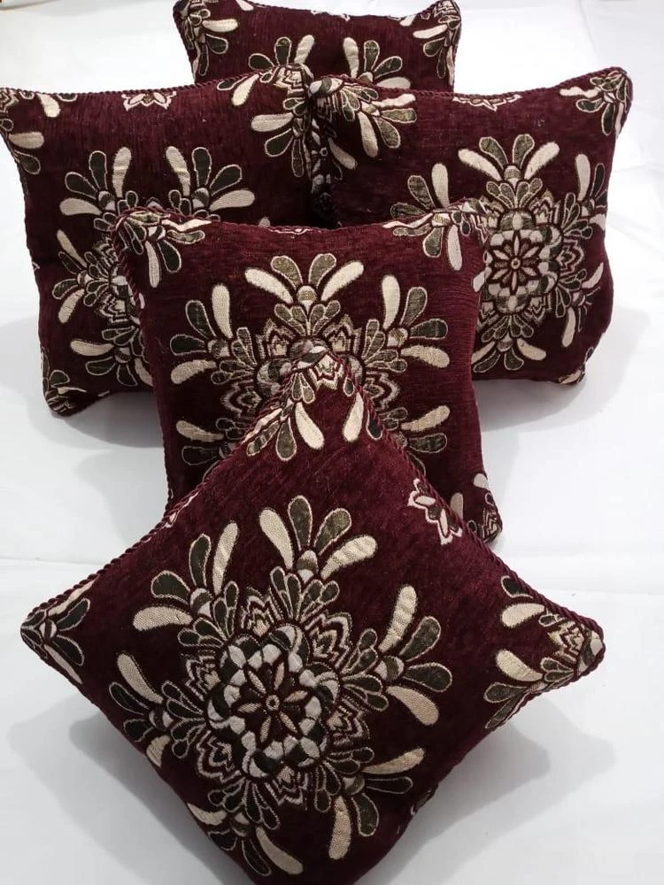 5 Pcs Velvet Embroidered Filled Cushion