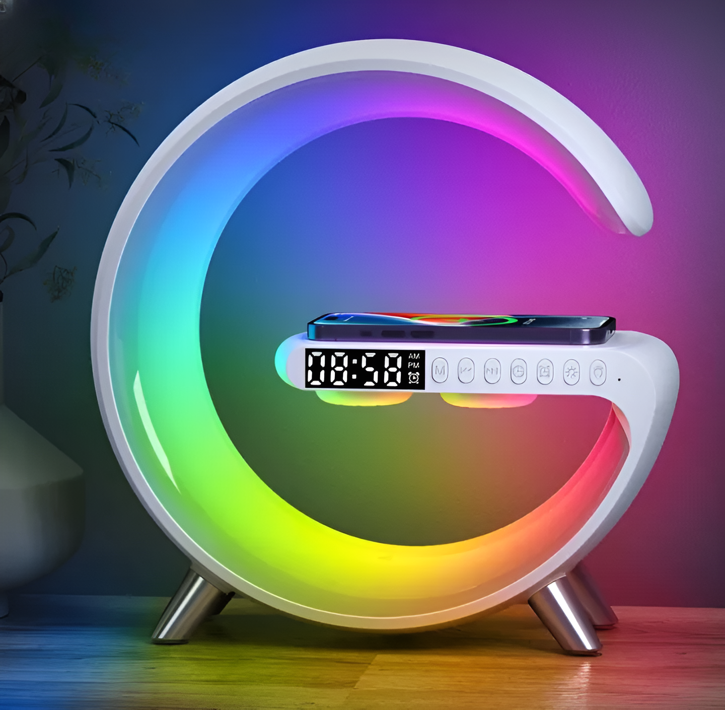 G63 â€“ G Lamp Multi-functional Led Clock Display Speaker | G 63 Wireless Chargi