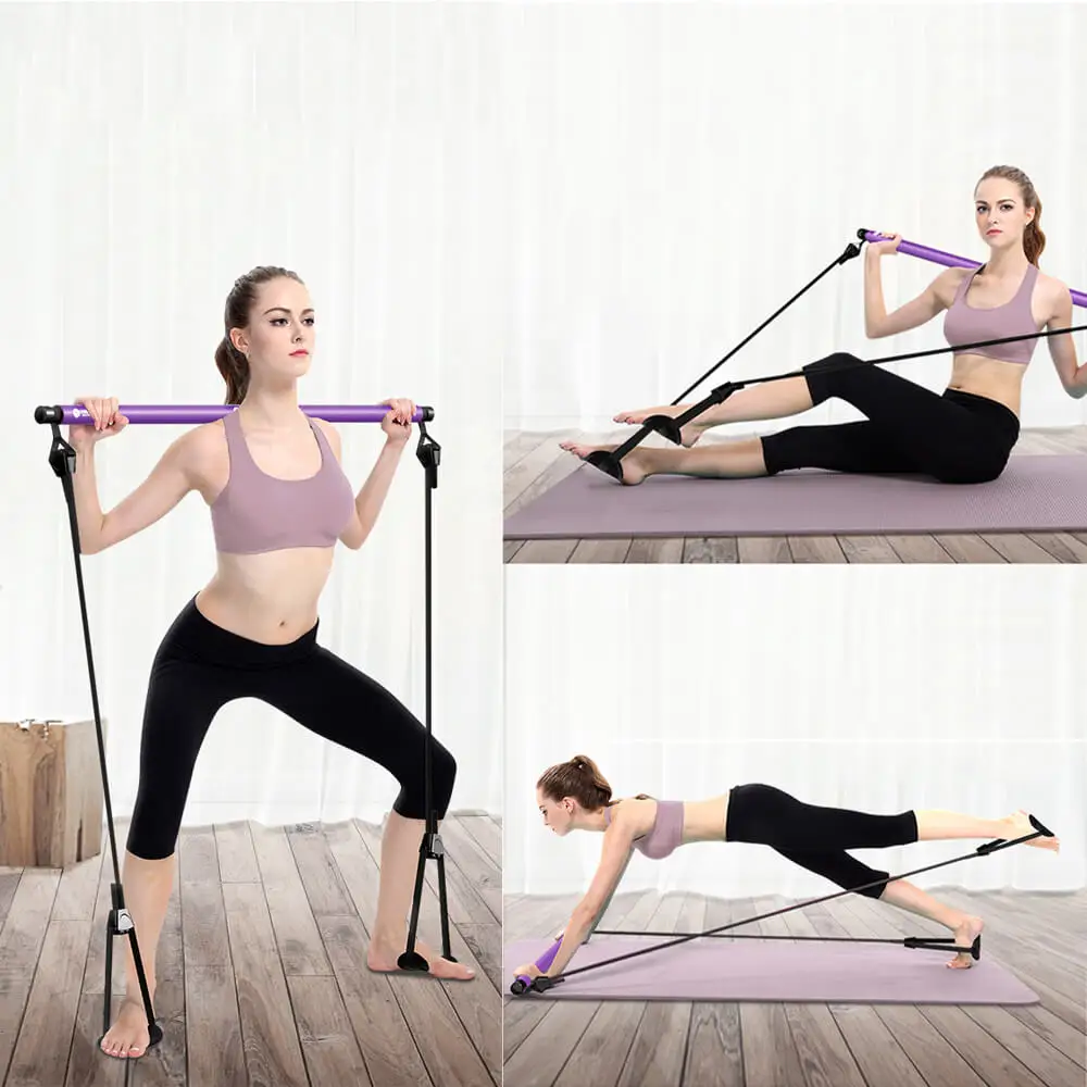 Portable Pilates Studio Yoga Gym Exercise Resistance Band Elastic Home Pilates B