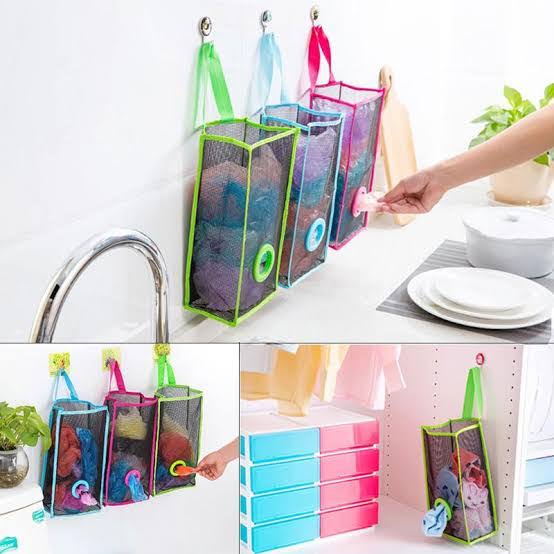 Plastic Shopping Bag Storage Basket Kitchen Accessories Reusable Grocery Potatoe