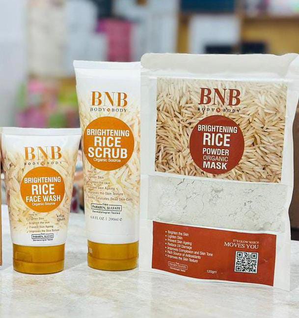 BNB Whitening Rice Organic Glow Kit | Organic Rice Facial Skin Care Kit, Brighte