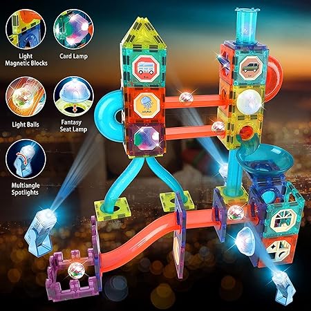 Unique Kids Light Magnetic Tiles Building Blocks, 3D Educational Toys, Magnetic