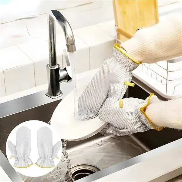 Multipurpose Wire Dishwashing Gloves | Dishwashing Rags for Wet and Dry, Steel W