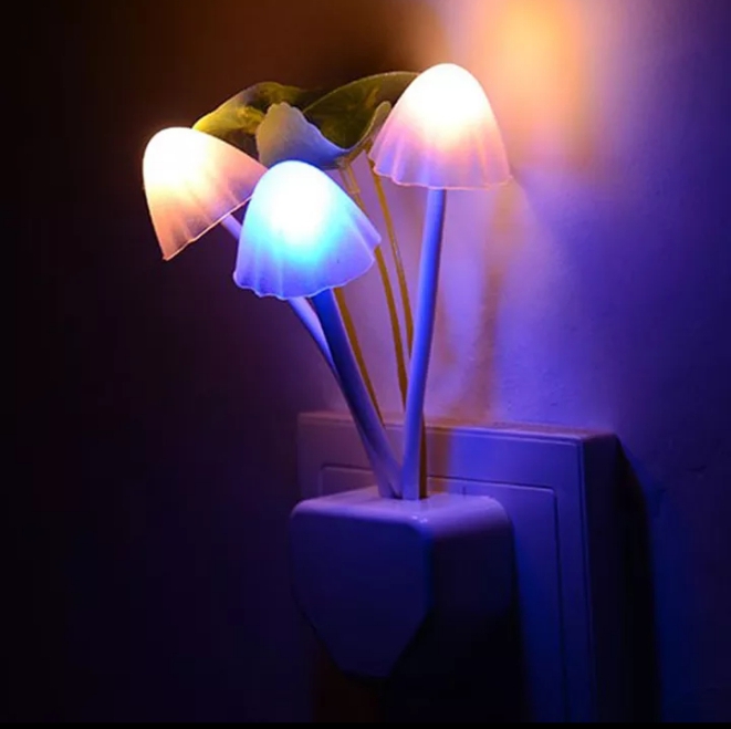 Mushroom Night Light Dusk To Dawn Sensor LED Night Lights Flower Lamp Bedroom Ba